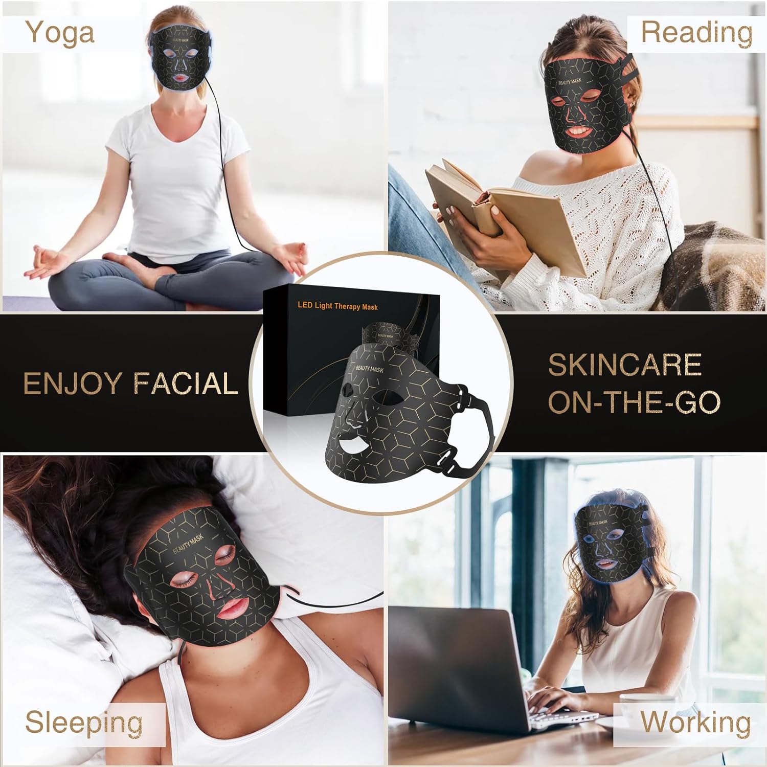 LED light therapy mask-red light therapy for face, red light mask, led face mask light therapy for Face Wrinkles and Acne