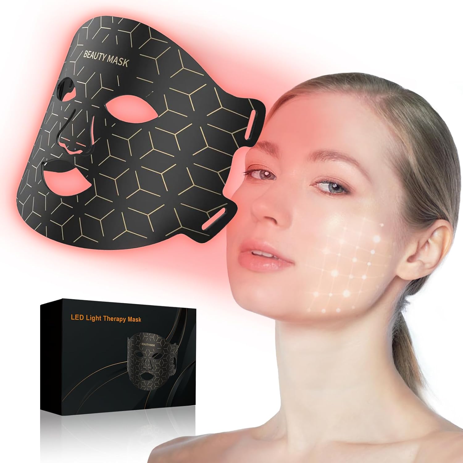 LED light therapy mask-red light therapy for face, red light mask, led face mask light therapy for Face Wrinkles and Acne