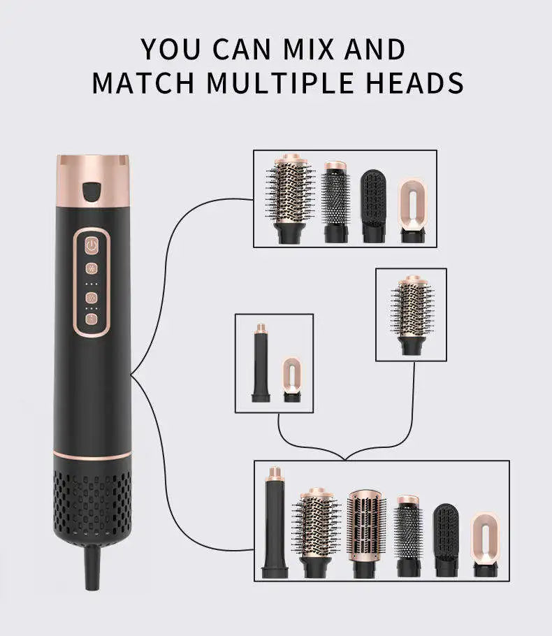 Zexi High Speed Negative Ion Smart Temperature Control Adjustable No Noise Hair Dryer Brush Set Household