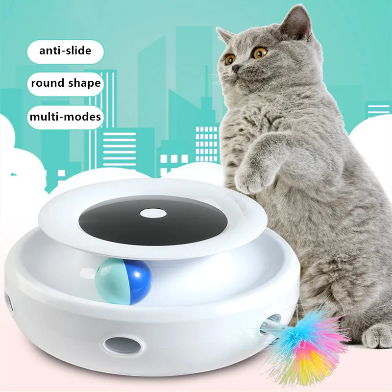 2 in 1 Smart Cat Toys Automatic Feather Fun Ball Toy Set for Cat Dog 5 Modes Electronic Interactive Pet Toy Accessories