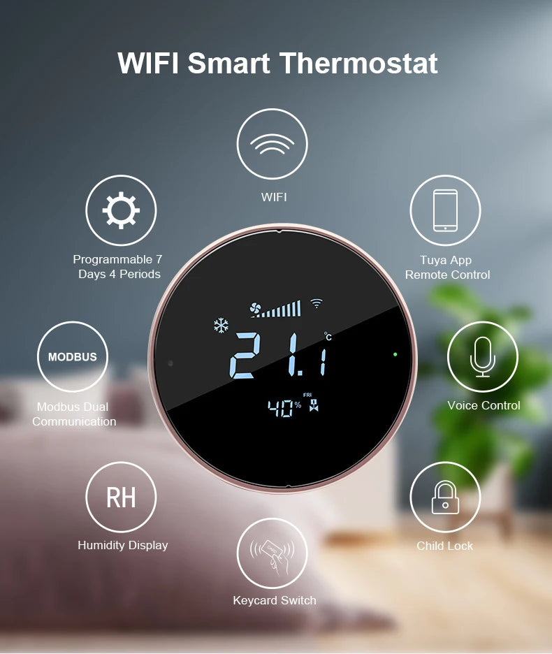 Nest Home Fan Coil Programmable Electrical Digital Wifi Floor Heating Thermostat Wifi Smart for Home