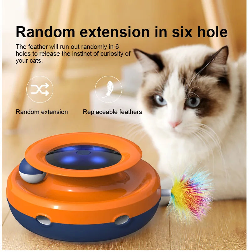 2 in 1 Smart Cat Toys Automatic Feather Fun Ball Toy Set for Cat Dog 5 Modes Electronic Interactive Pet Toy Accessories