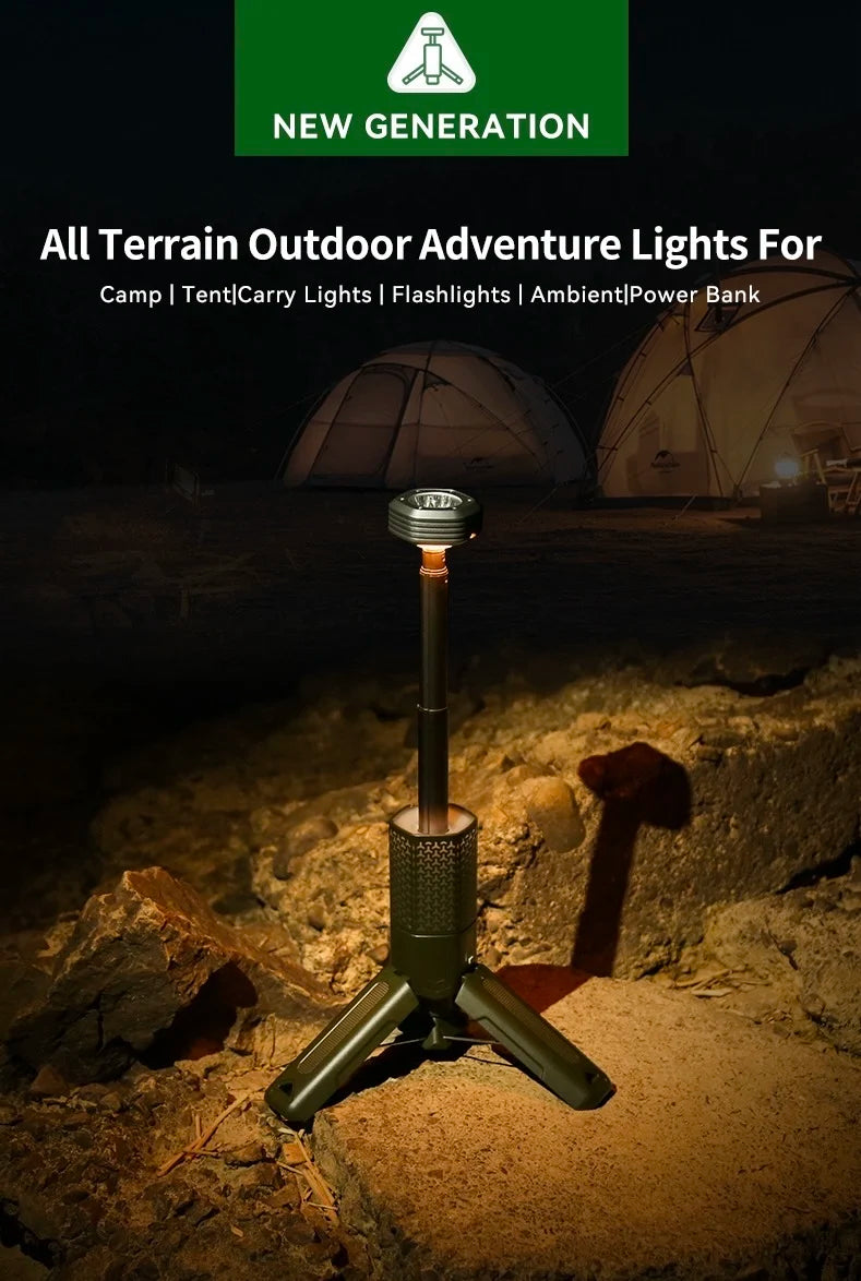 Rechargeable Telescopic Camping Lamp With LED Portable Waterproof Hanging Design for Emergency Hiking Power Outages