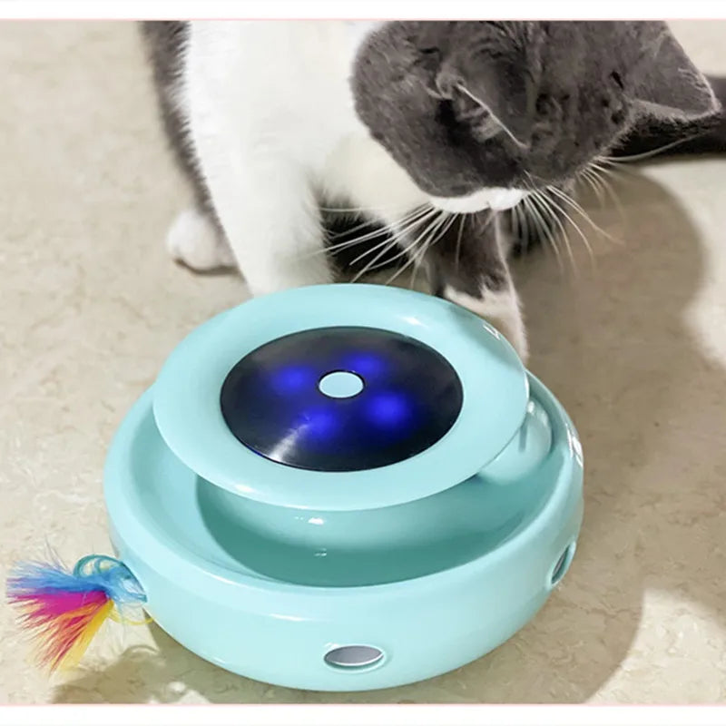 2 in 1 Smart Cat Toys Automatic Feather Fun Ball Toy Set for Cat Dog 5 Modes Electronic Interactive Pet Toy Accessories