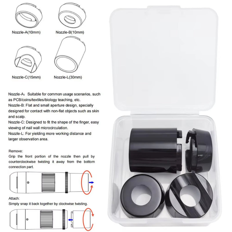 UV Light Dermatoscope Digital Facial Skin Analyzer with Replaceable Nozzles